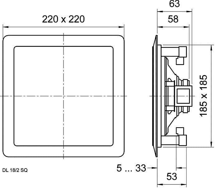 Visaton DL 18/2 SQ infällnadshögtalare 100V-kompatibel, styck