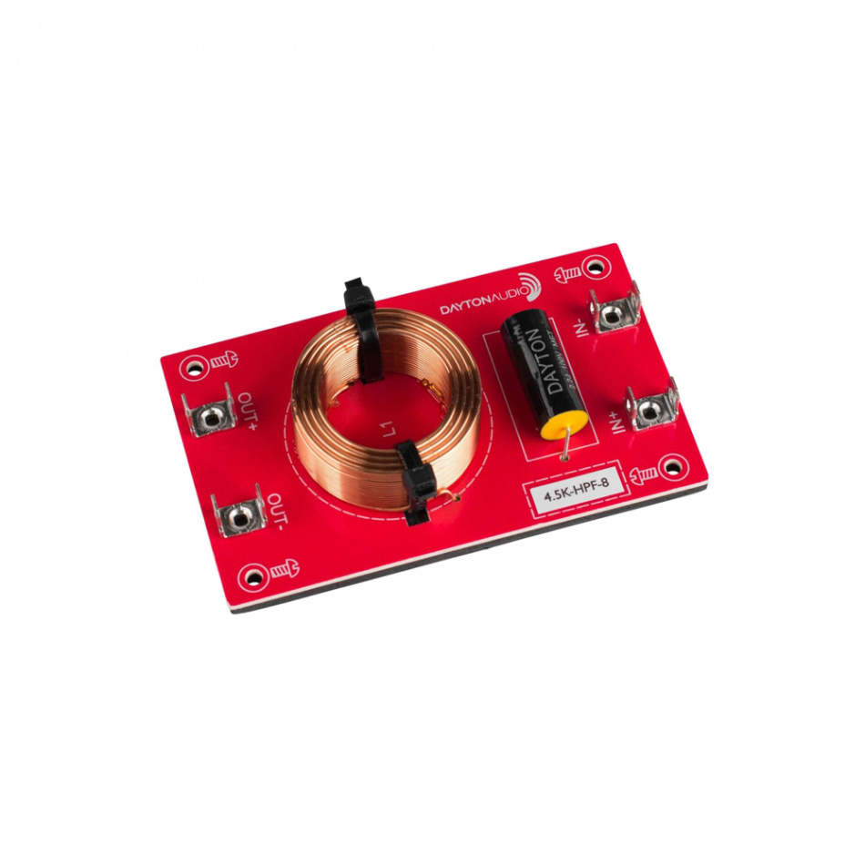 Dayton Audio 4.5K-HPF-8 Linkwitz-Riley delningsfilter högpass 4.5 kHz, 8 Ohm