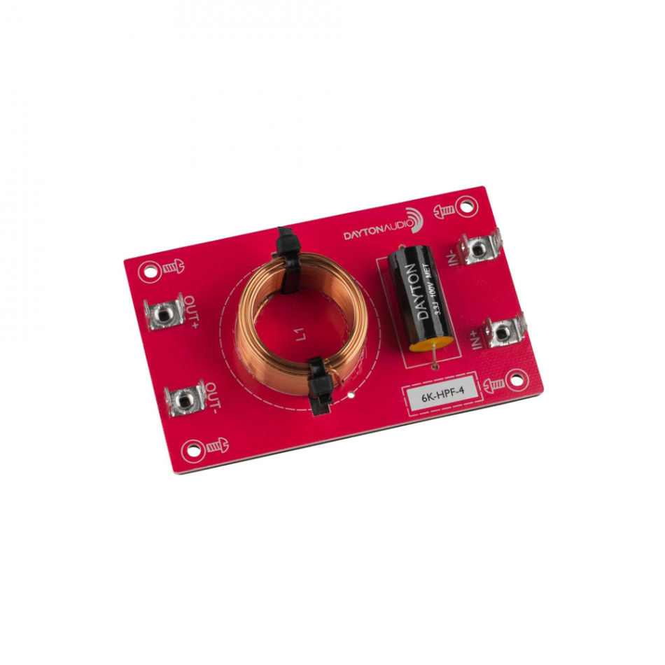 Dayton Audio 6K-HPF-4 Linkwitz-Riley delningsfilter högpass 6 kHz, 4 Ohm