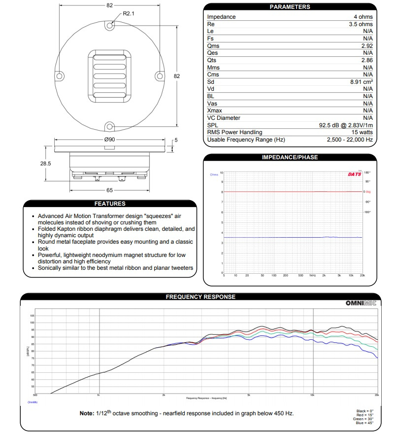 Dayton Audio AMT2-4 banddiskant, styck