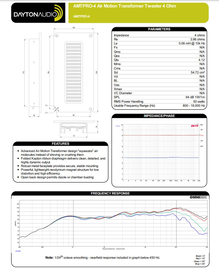 Dayton Audio AMTPRO-4 högtalarelement banddiskant