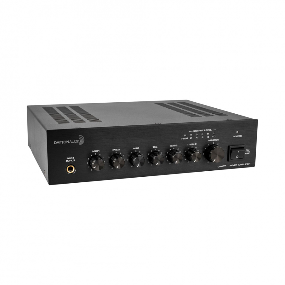 Dayton Audio DA40T kommersiell mixerförstärkare kompatibel med 70/100V