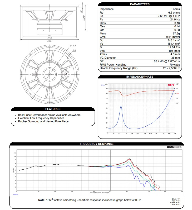 Dayton Audio DC250-8 högtalarelement baselement