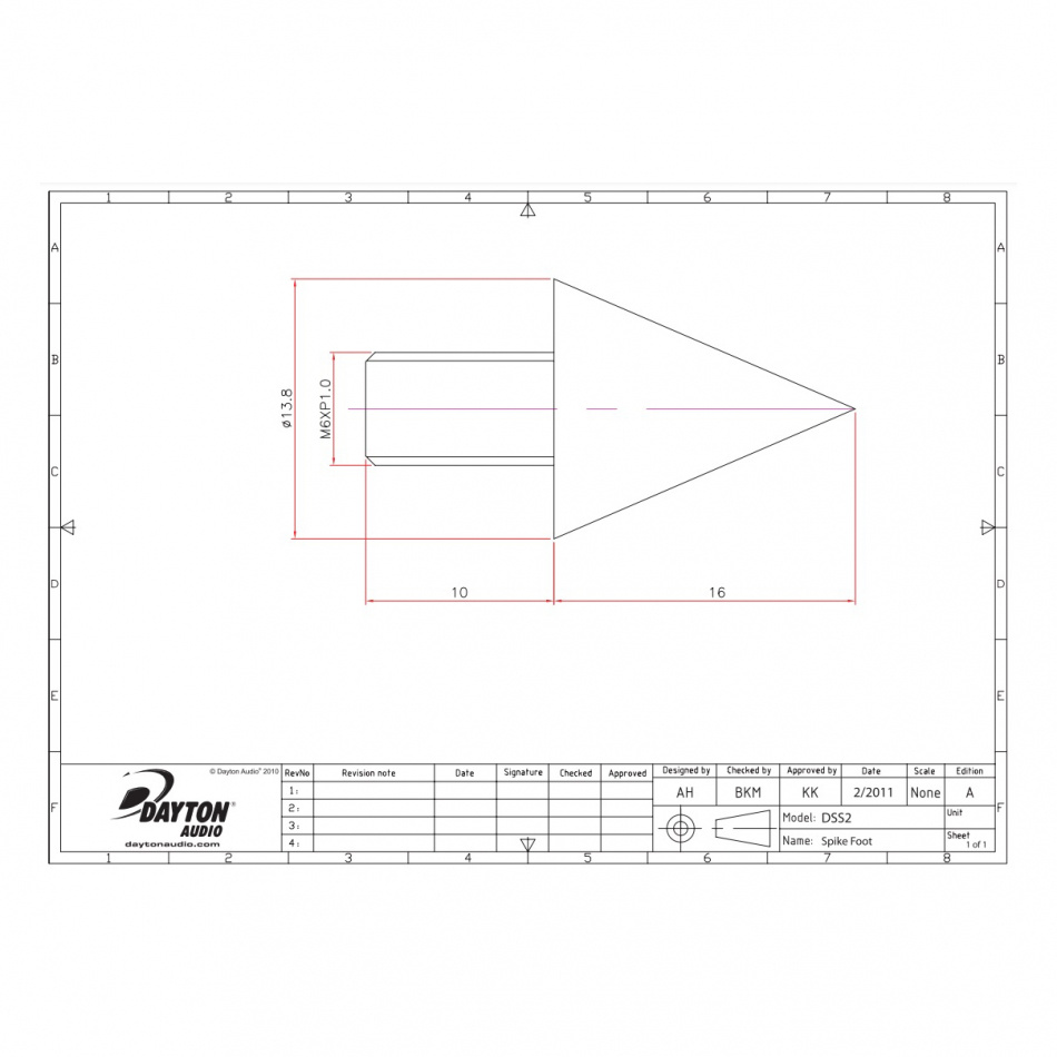 Dayton Audio DSS2-Black Chrome spikes i metall, 4-pack