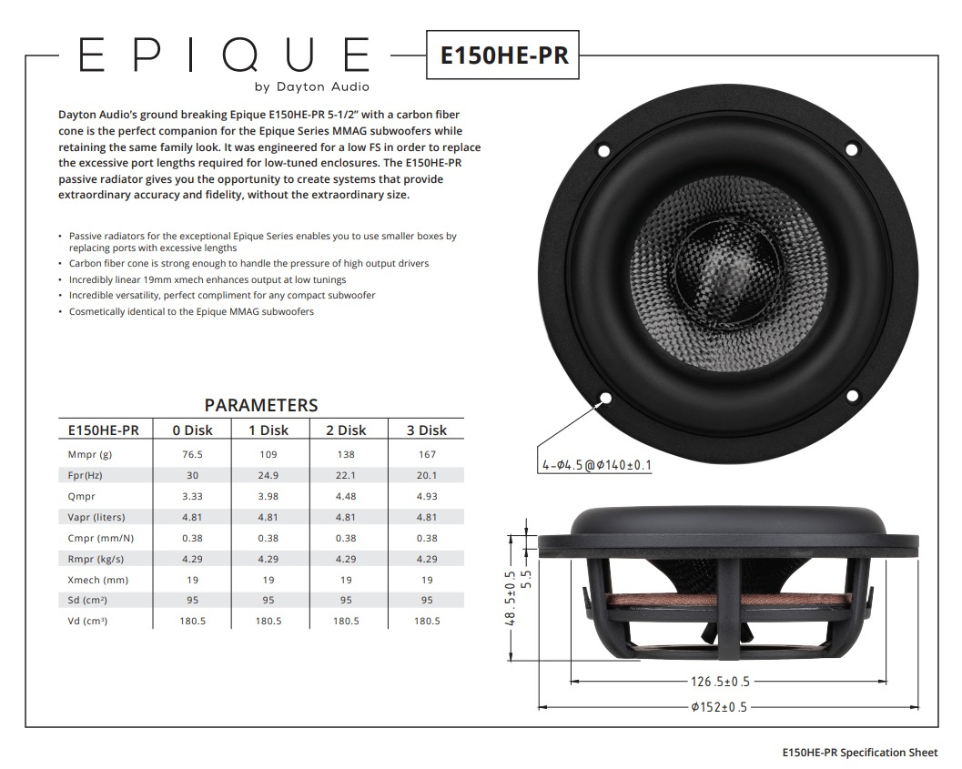 Dayton Audio E150HE-PR högtalarelement passiv radiator