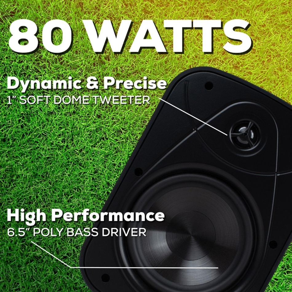 Dayton Audio IO65XP, aktiva 6.5 tums utomhushögtalare, svart par