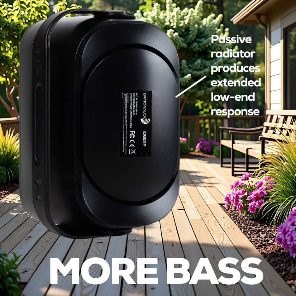 Dayton Audio IO65XP, aktiva 6.5 tums utomhushögtalare, svart par