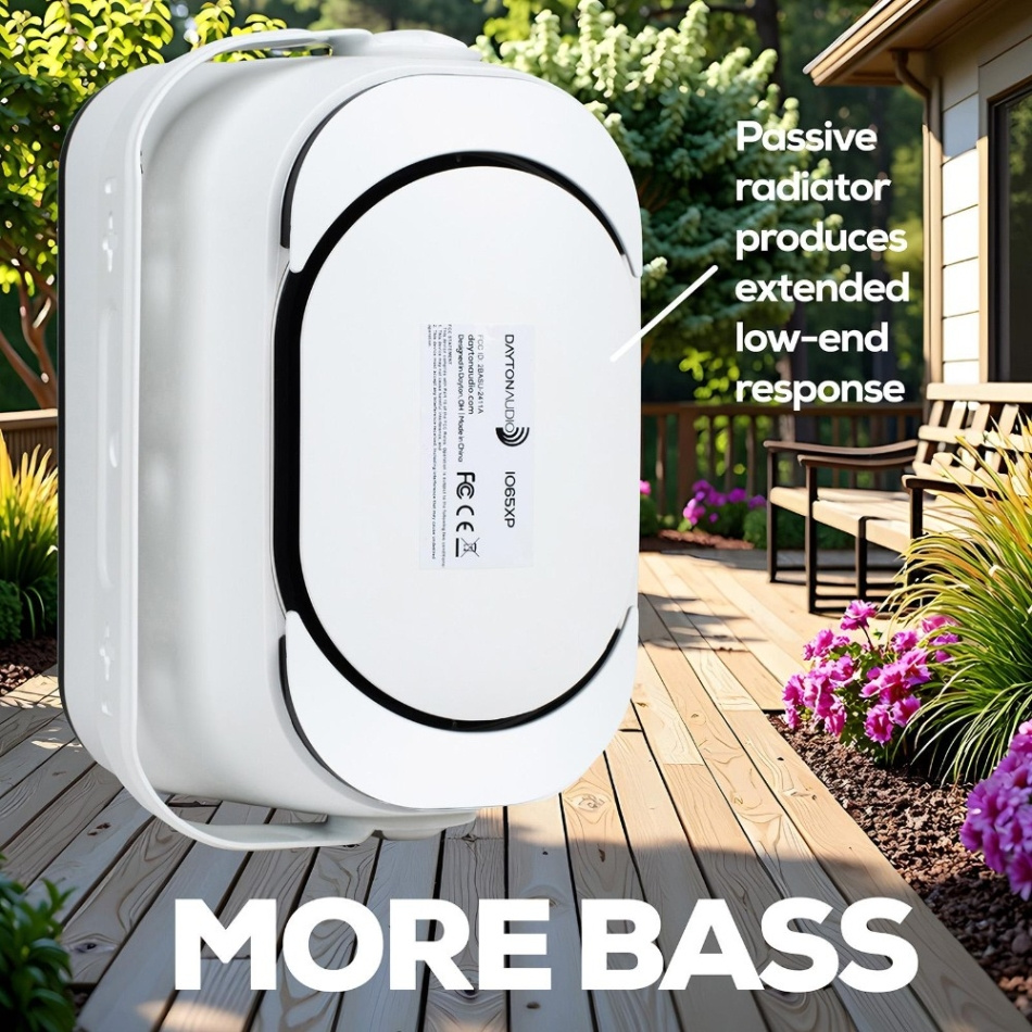 Dayton Audio IO65XP, aktiva 6.5 tums utomhushögtalare, vitt par