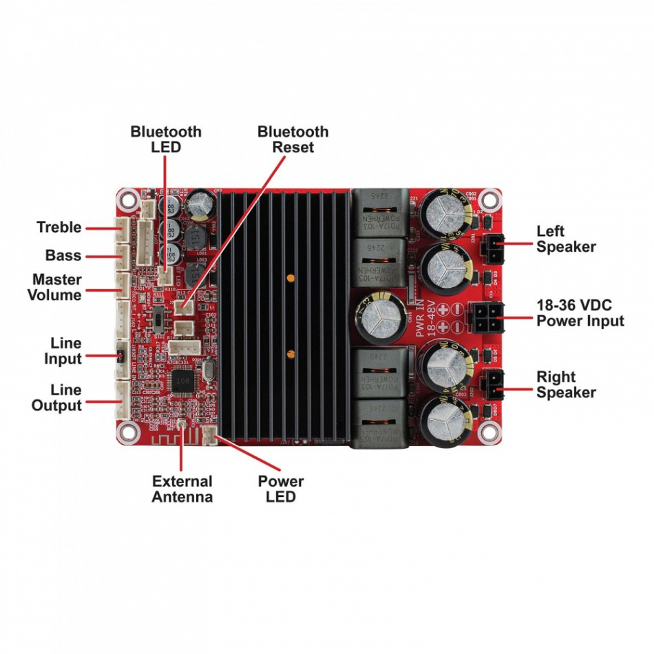 Dayton Audio KAB-2150, klass-D förstärkarkort med Bluetooth 2x150 Watt