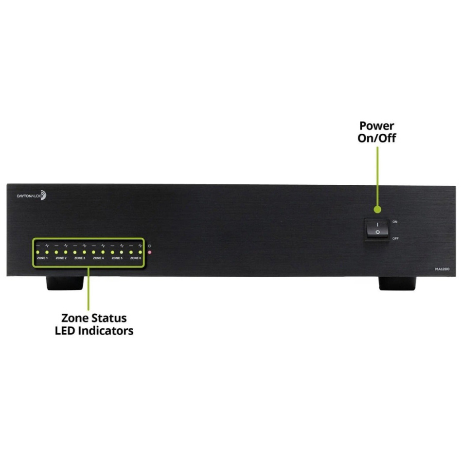 Dayton Audio MA1280 multiroomförstärkare, 12-kanaler inkl. racköron