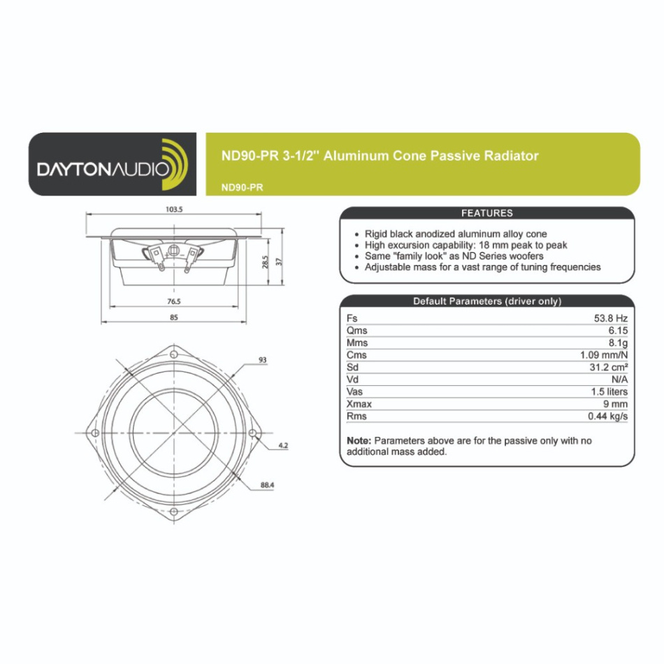 Dayton Audio ND90-4 passiv radiator
