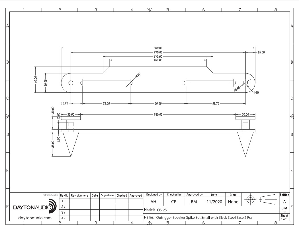 Dayton Audio OS-2S Outtriggers, 2-pack
