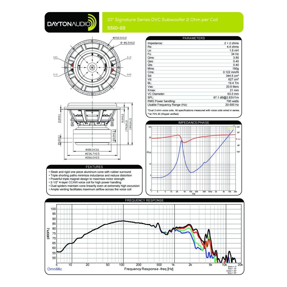 Dayton Audio Signature SS10-22 högtalarelement baselement