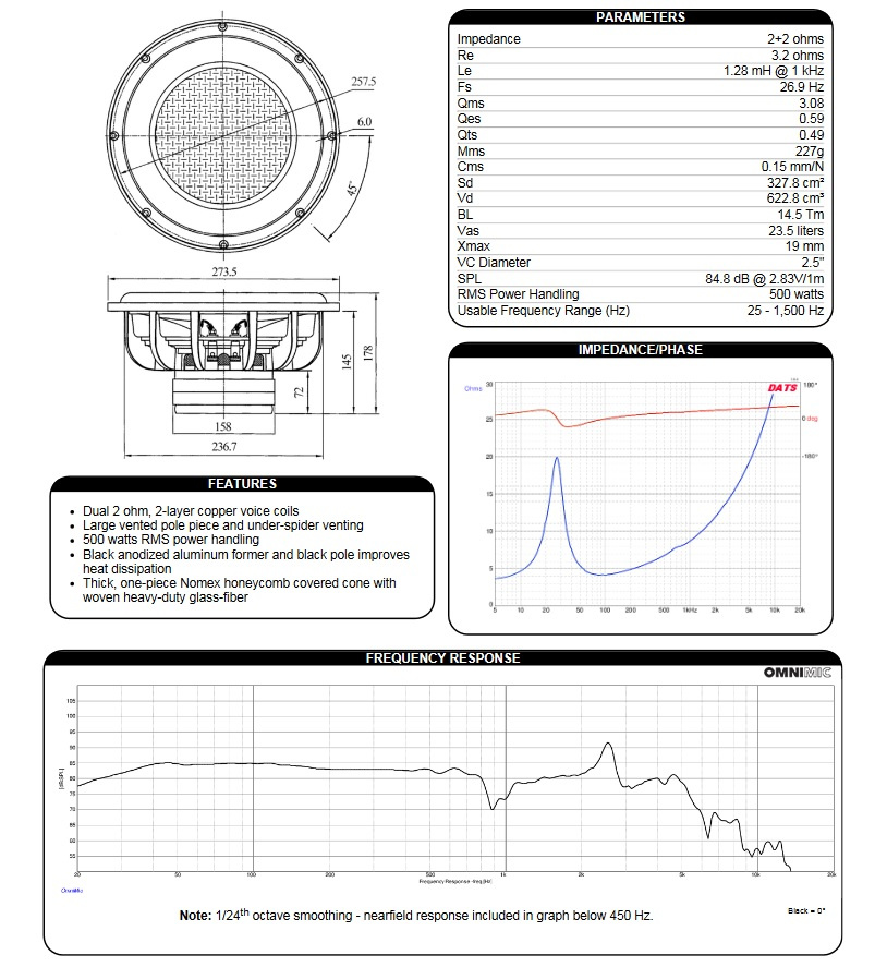 Dayton Audio UM10-22 Baselement (1 ST KVAR!)