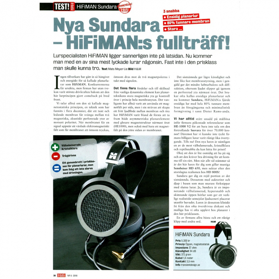 Hifiman Sundara Stealth Revision, öppen magnetostat over ear-hörlur