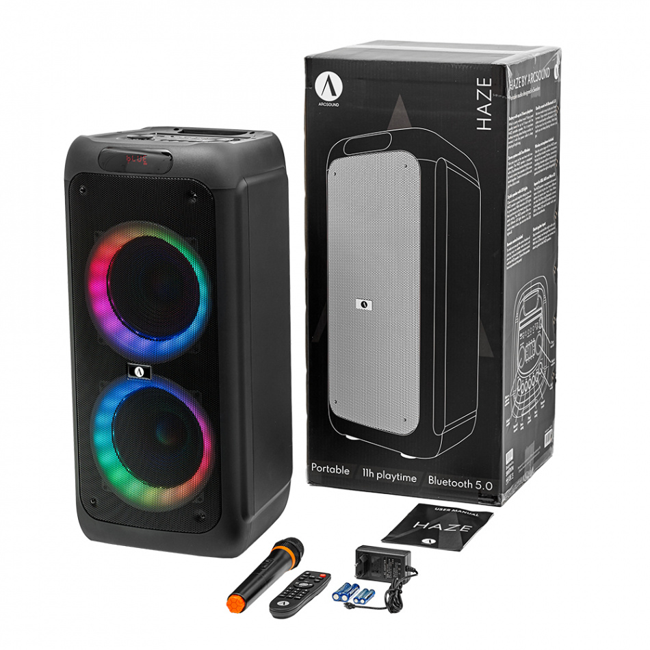 Arcsound HAZE G2 portabel partyhögtalare med Bluetooth & mikrofon