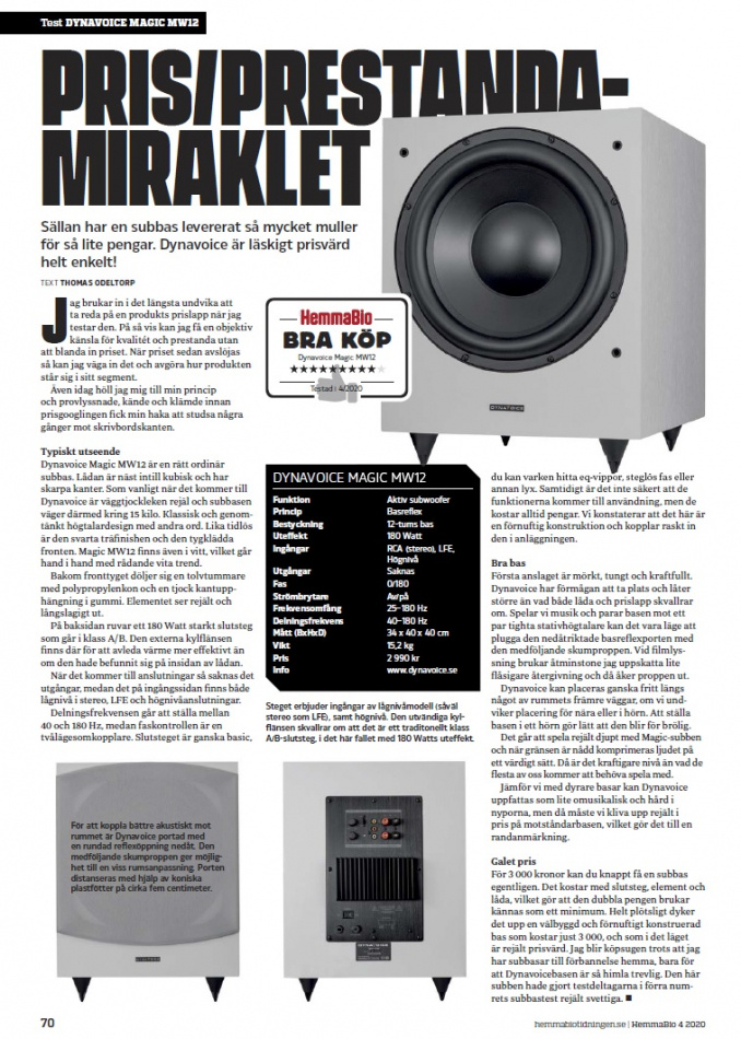 Dynavoice Magic MW12 aktiv subwoofer, svart