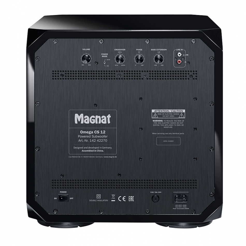 Magnat Omega CS 12 aktiv subwoofer med fjärrkontroll, pianosvart