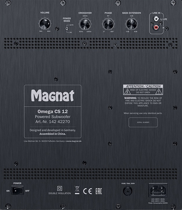 Magnat Omega CS12 aktiv subwoofer med fjärrkontroll, mattvit