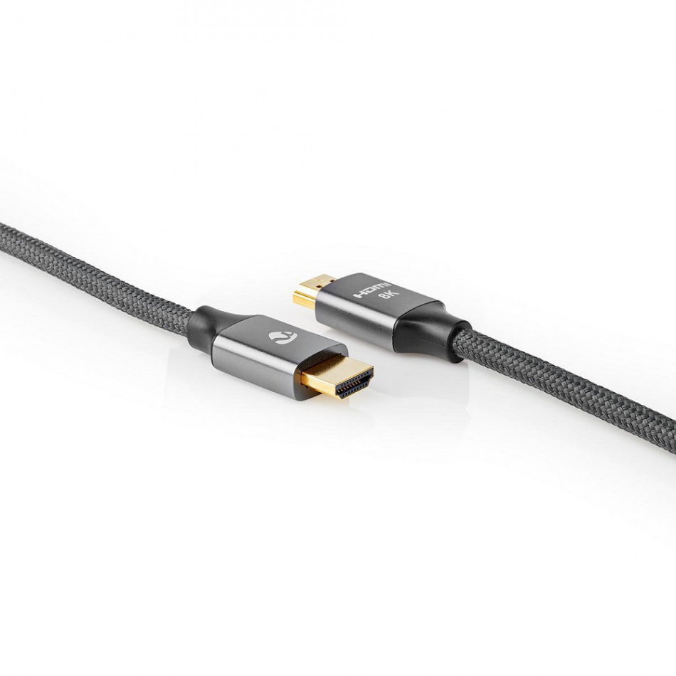 Nedis CVT-B35, HDMI-kabel med Ethernet & 8K metallgrå