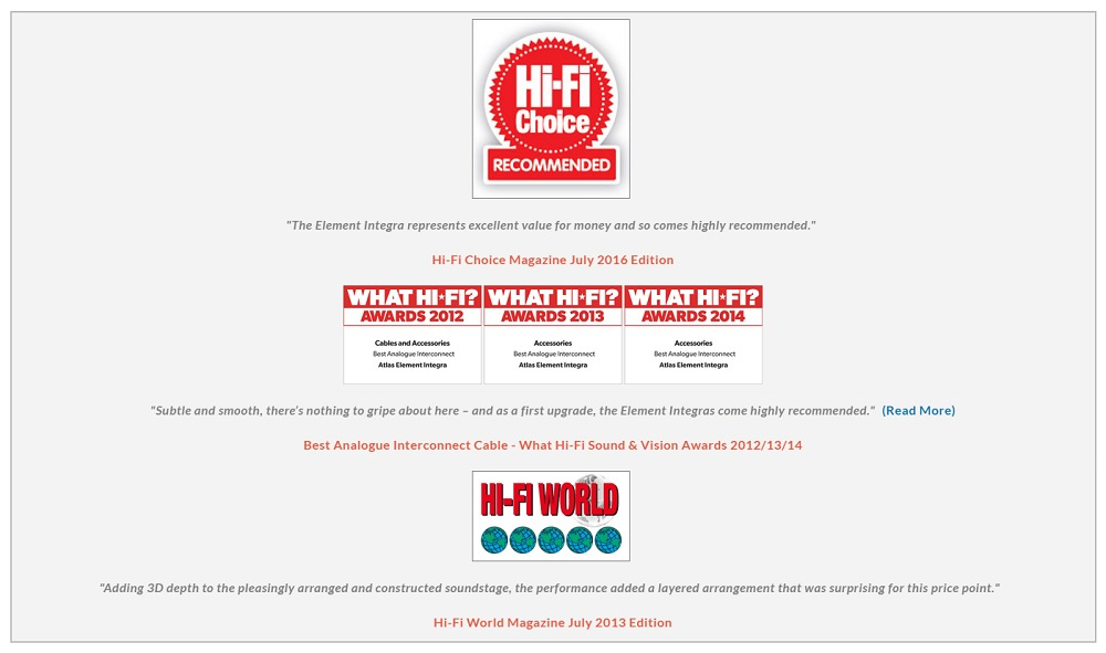 Atlas Element Integra, signalkabel UTFÖRSÄLJNING