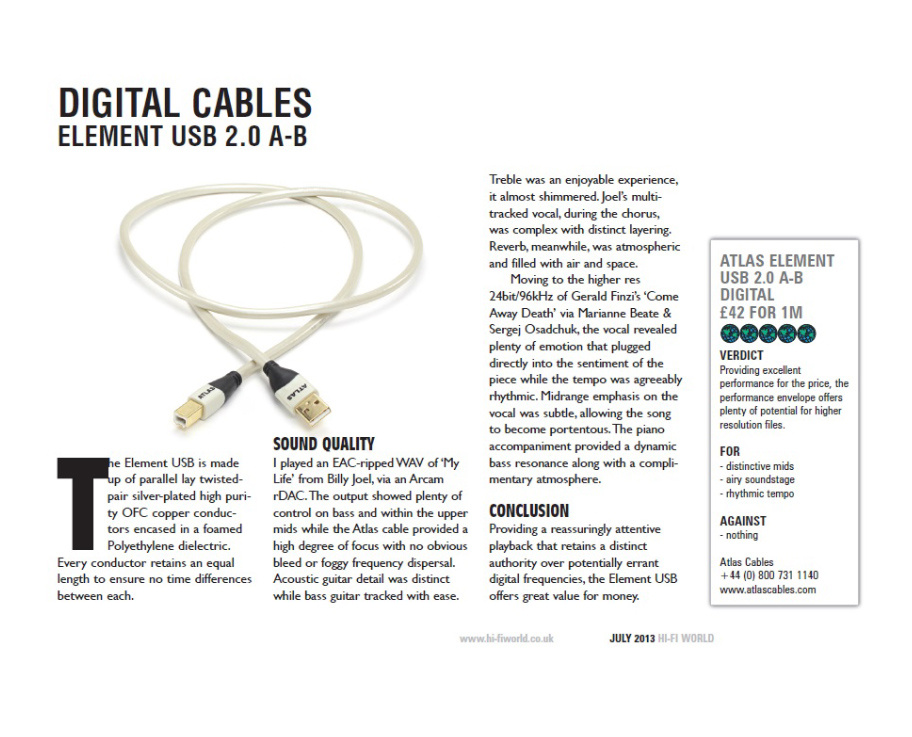 Atlas Element sc, USB A-B kabel