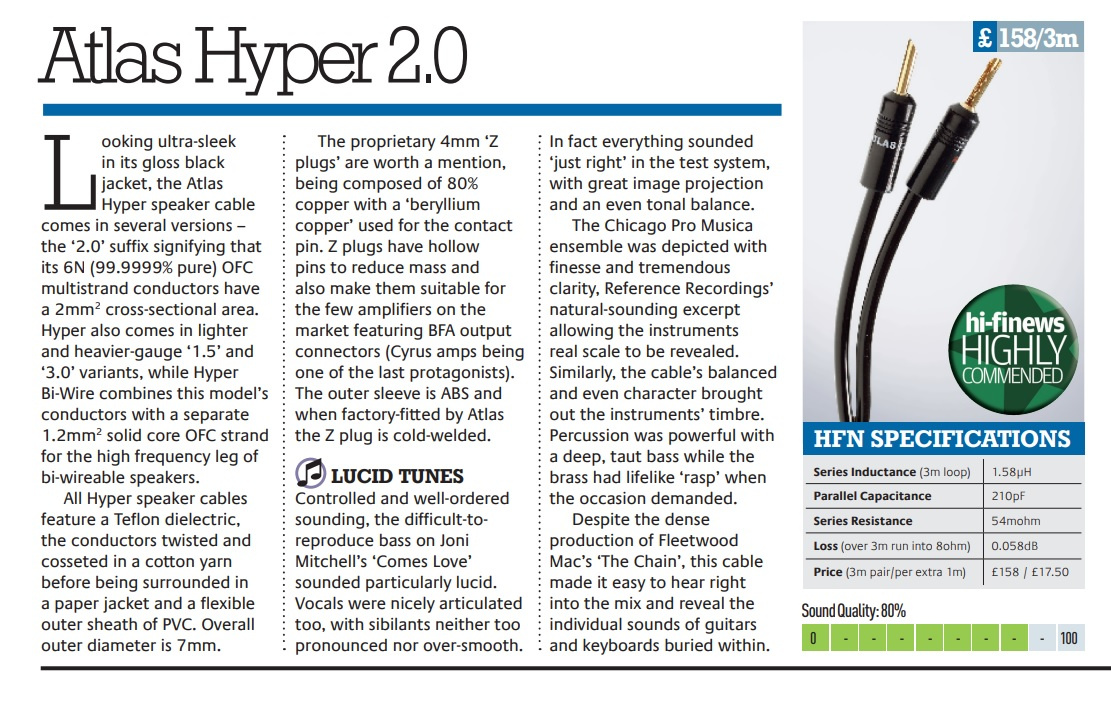 Atlas Hyper Achromatic 2.0 Z, terminerad högtalarkabel stereopar