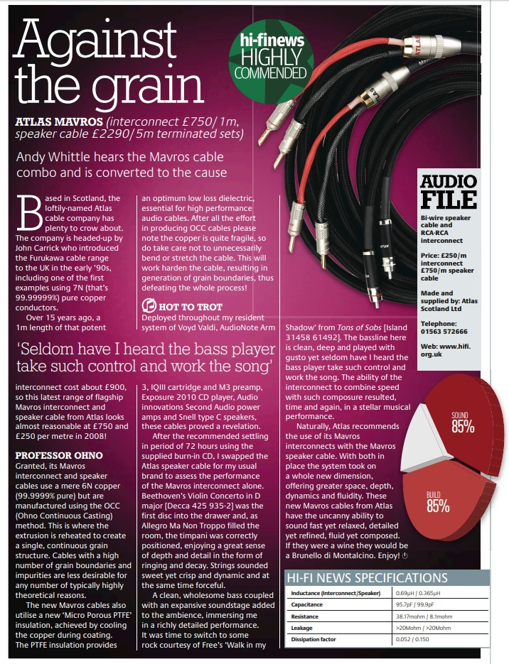 Atlas Mavros Grun, terminerad högtalarkabel