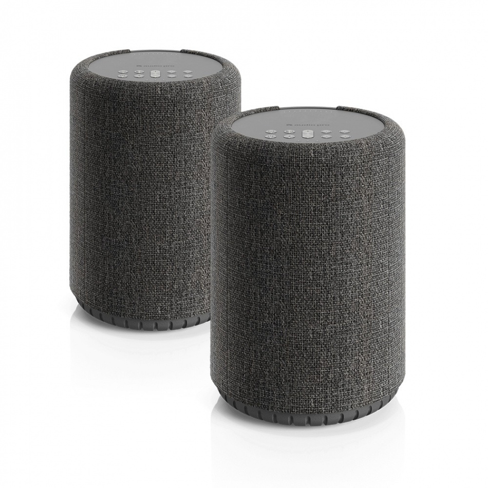 Audio Pro A10 MKII aktiv Wifi-högtalare med AirPlay 2 & Google Cast, mörkgrå 2-pack