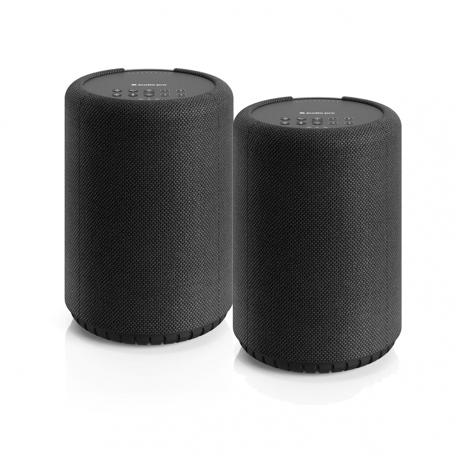Audio Pro A10 MKII W Wifi-högtalare med Chromecast & AirPlay 2, svart 2-pack
