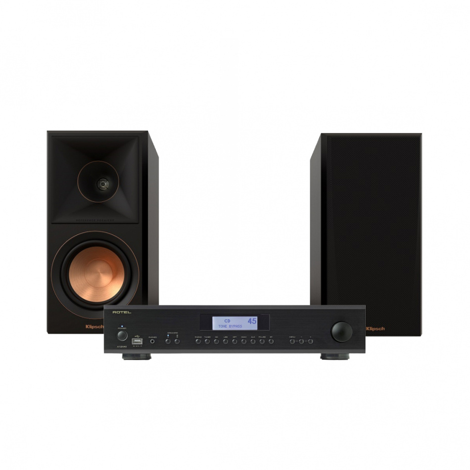 Rotel A12 MKII & Klipsch RP-500M II Stereopaket Stativhögtalare