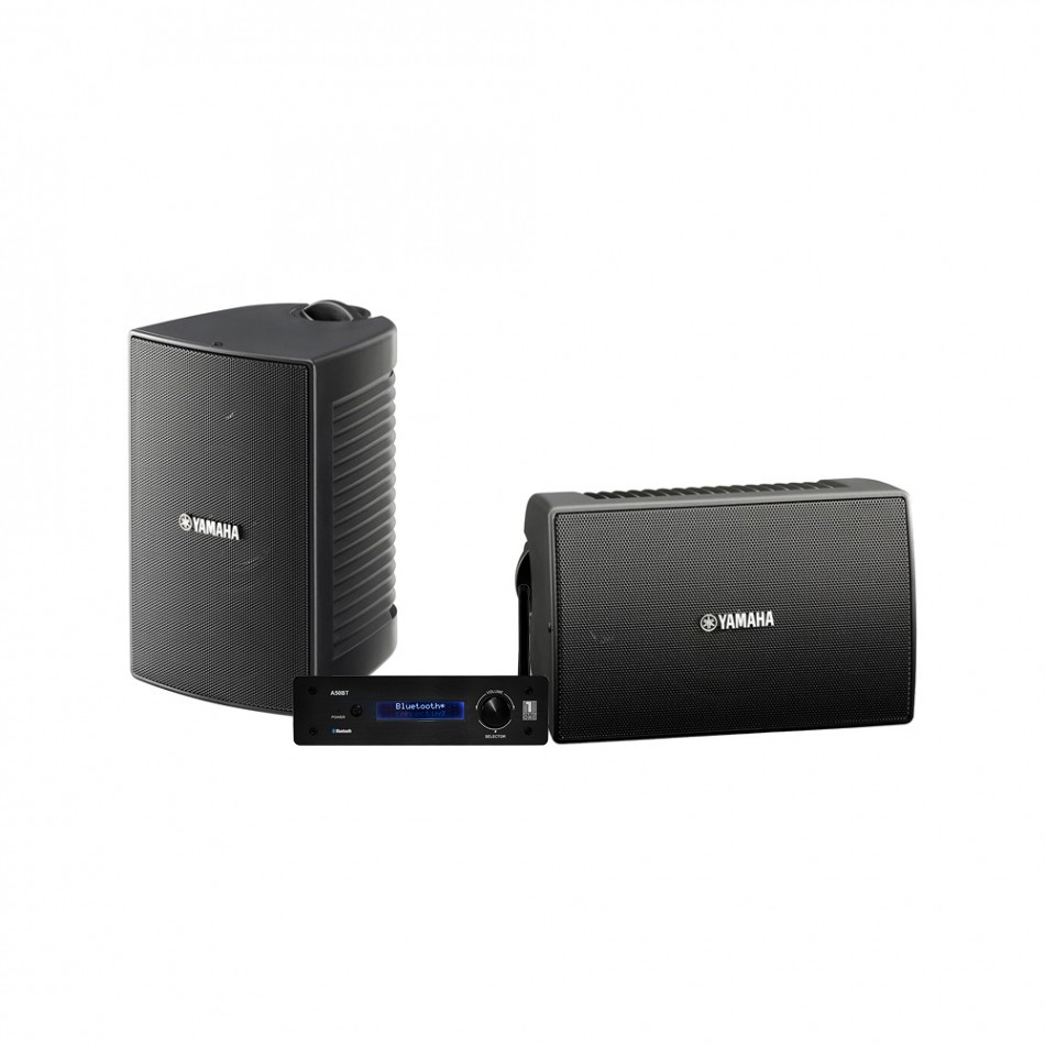 System One A50BT & Yamaha NS-AW194 Svarta Utomhushögtalare Stereopaket 