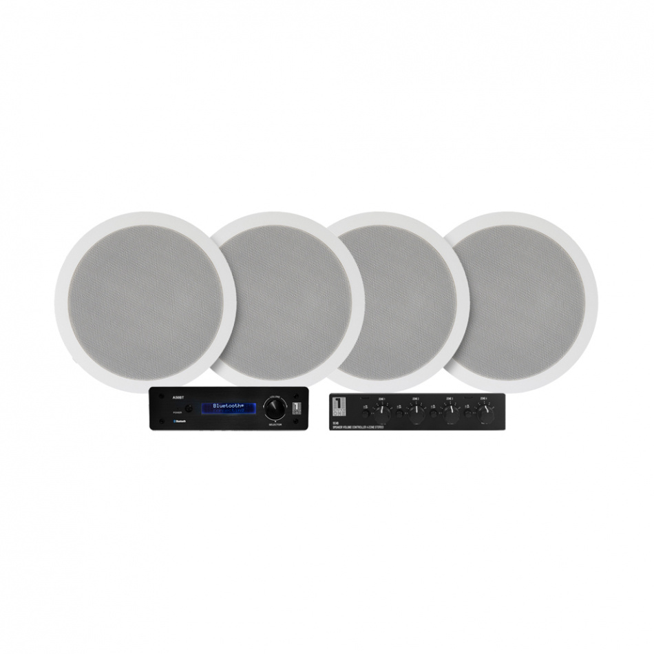 System One A50BT med SC4B & 2 par System One IC620 Inbyggnadshögtalare