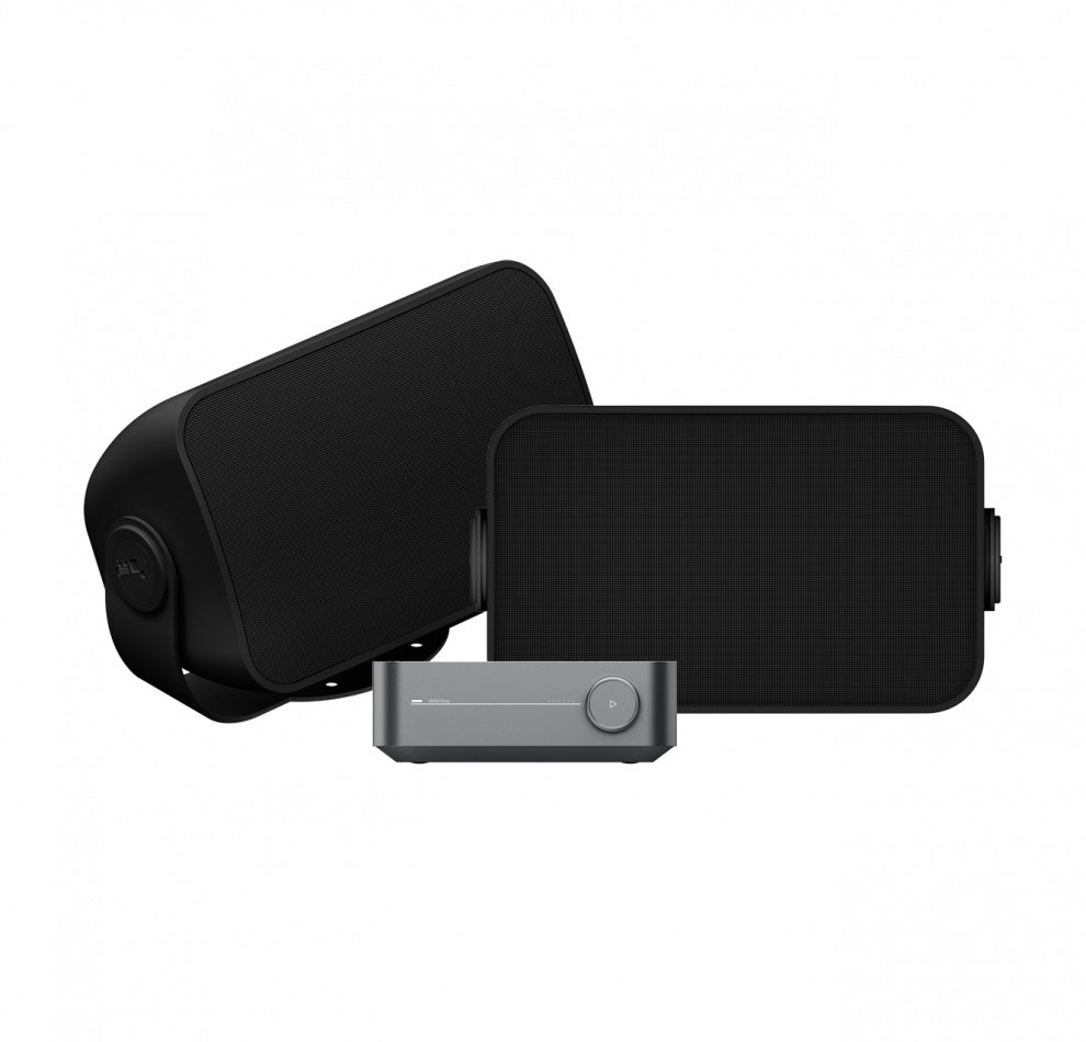 Wiim Amp Pro & Sonos OD Svarta Utomhushögtalare Stereopaket