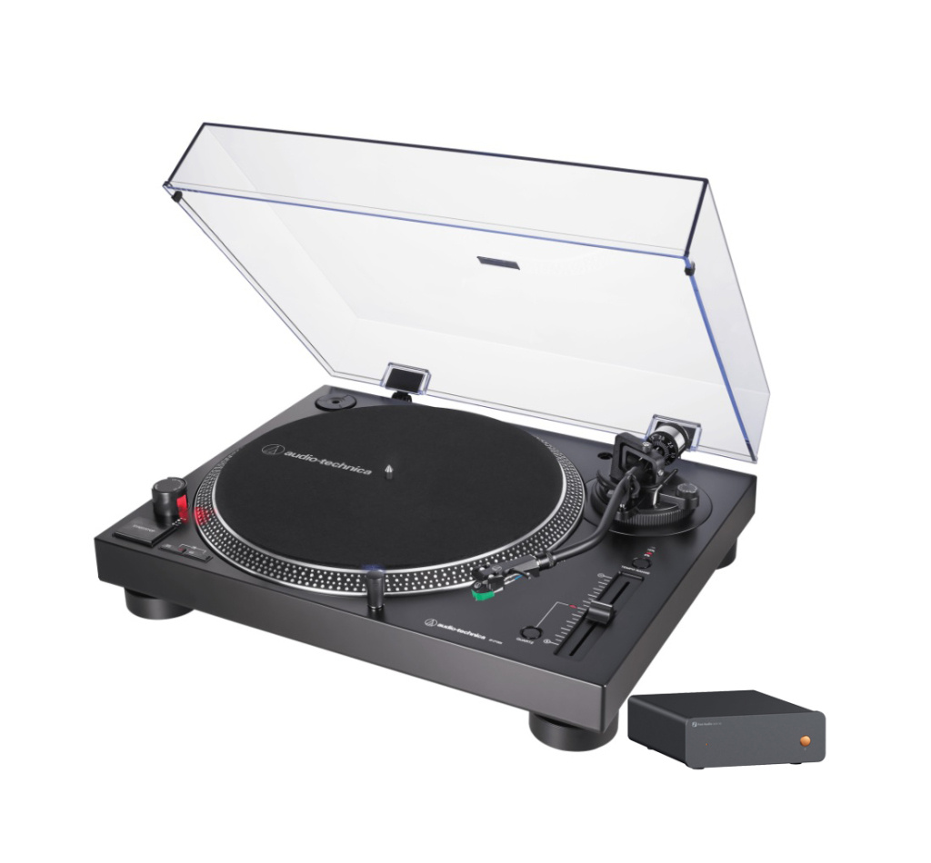 Audio Technica AT-LP120XUSB Svart skivspelare med Fosi Audio Box X5 RIAA