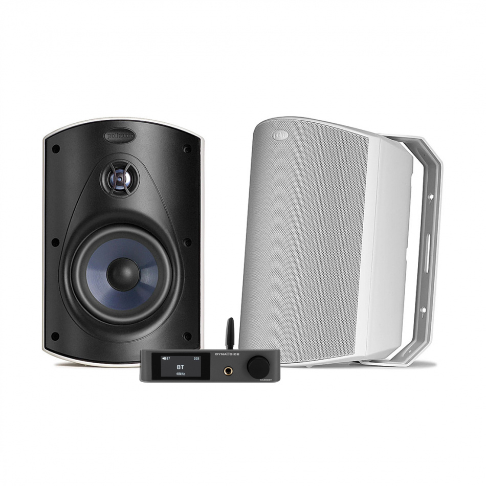 Dynavoice CA802BT & Polk Audio Atrium 6 Vita Utomhushögtalare Stereopaket
