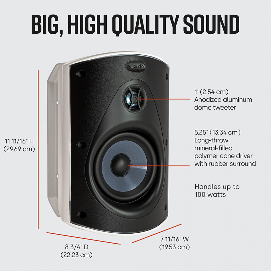 Dynavoice CA802BT & Polk Audio Atrium 6 Vita Utomhushögtalare Stereopaket