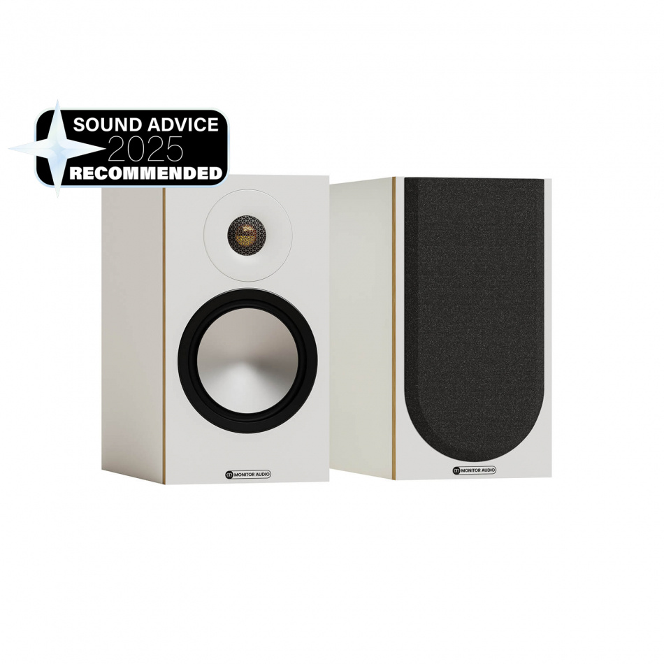 Monitor Audio Bronze 50 7G Vita med Custom Design RS-202 högtalarstativ