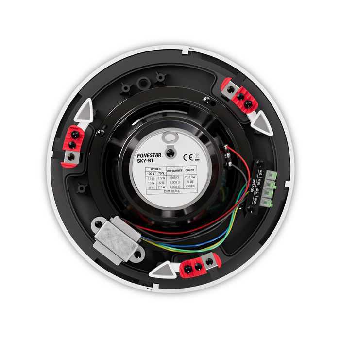 Dayton Audio DA40T med 4st Fonestar Sky-6T, kommersiellt 100V-system 