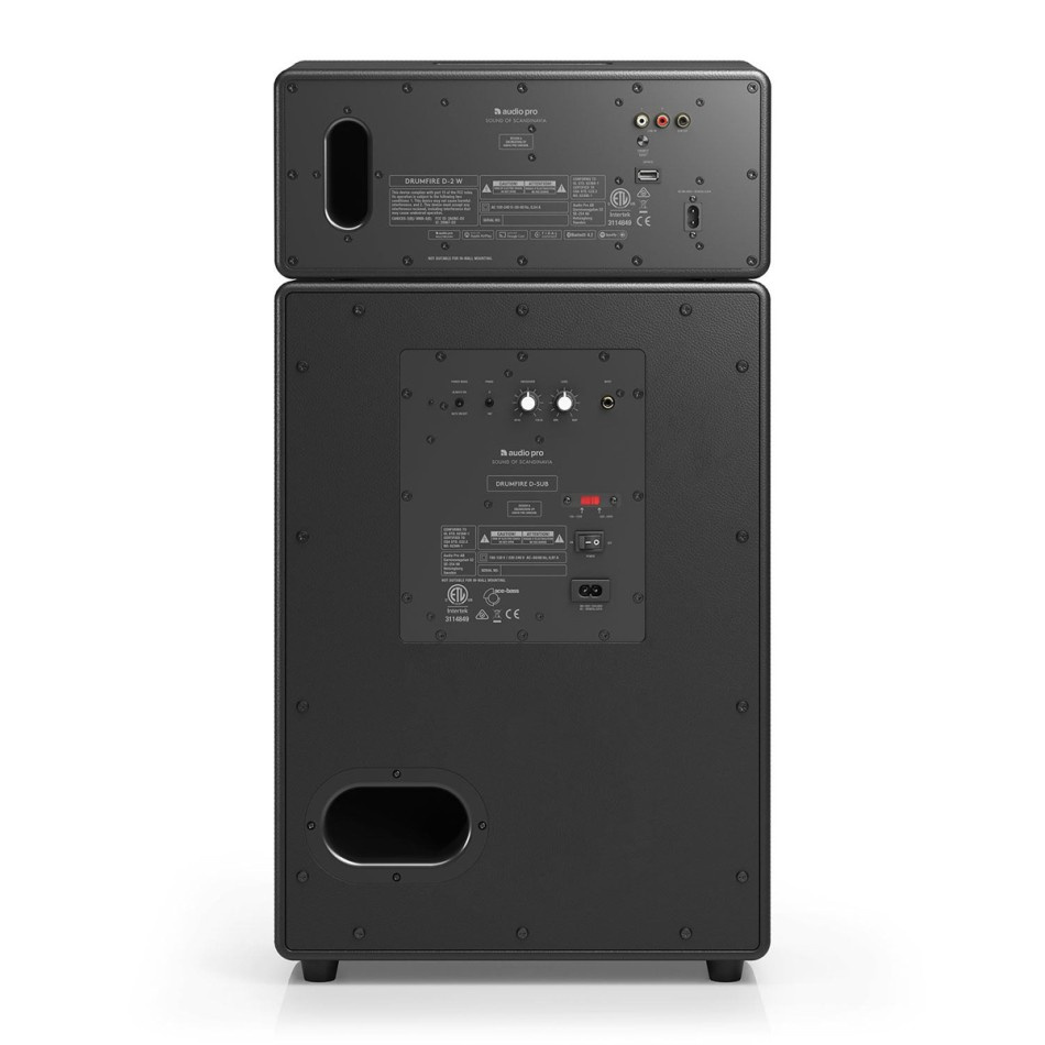 Audio Pro Drumfire II W, Wifi-högtalare med Chromecast & AirPlay 2 svart, 2-PACK