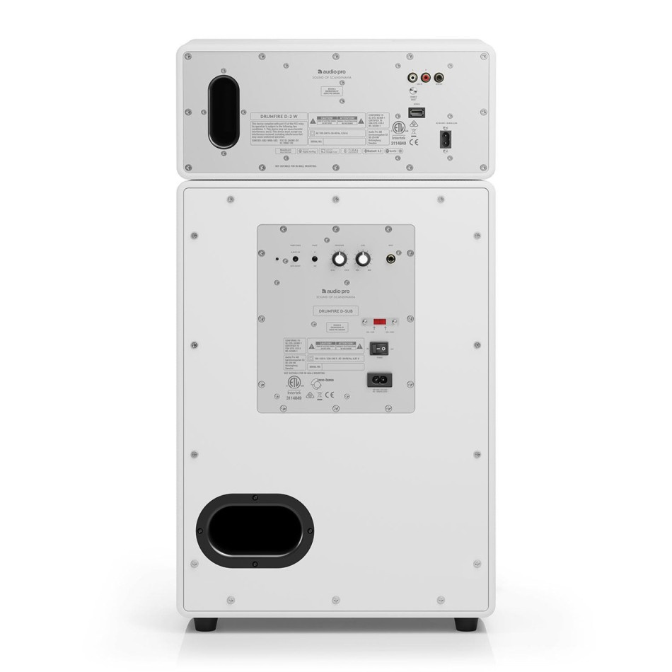 Audio Pro Drumfire II W, Wifi-högtalare med Chromecast & AirPlay 2 vit, 2-PACK