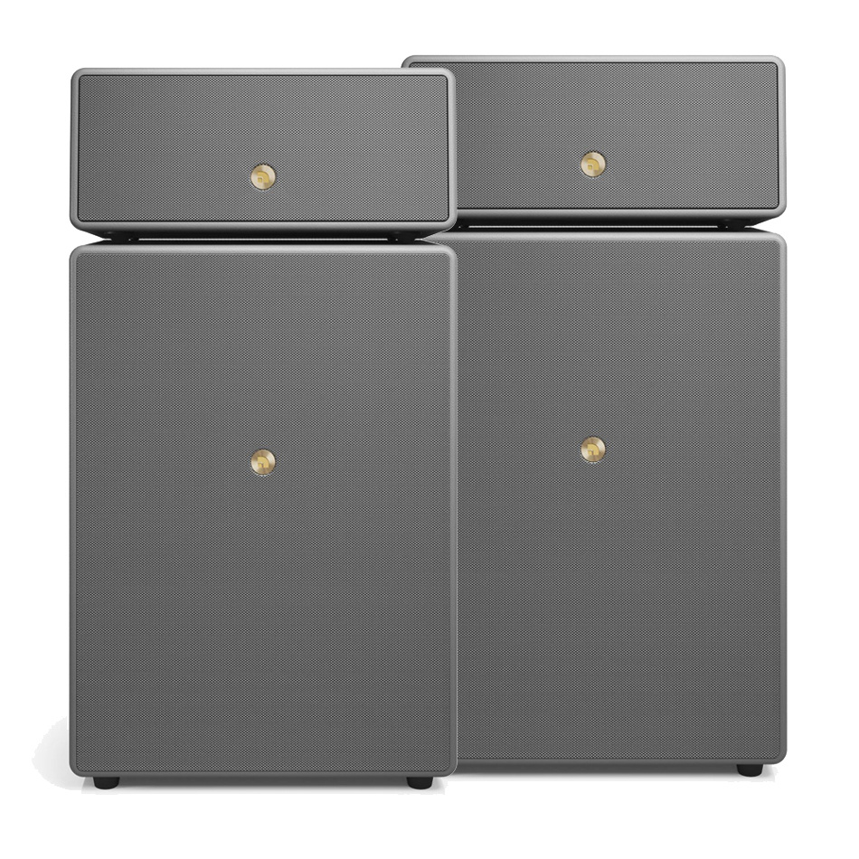 Audio Pro Drumfire II W, Wifi-högtalare med Chromecast & AirPlay 2 grå, 2-PACK