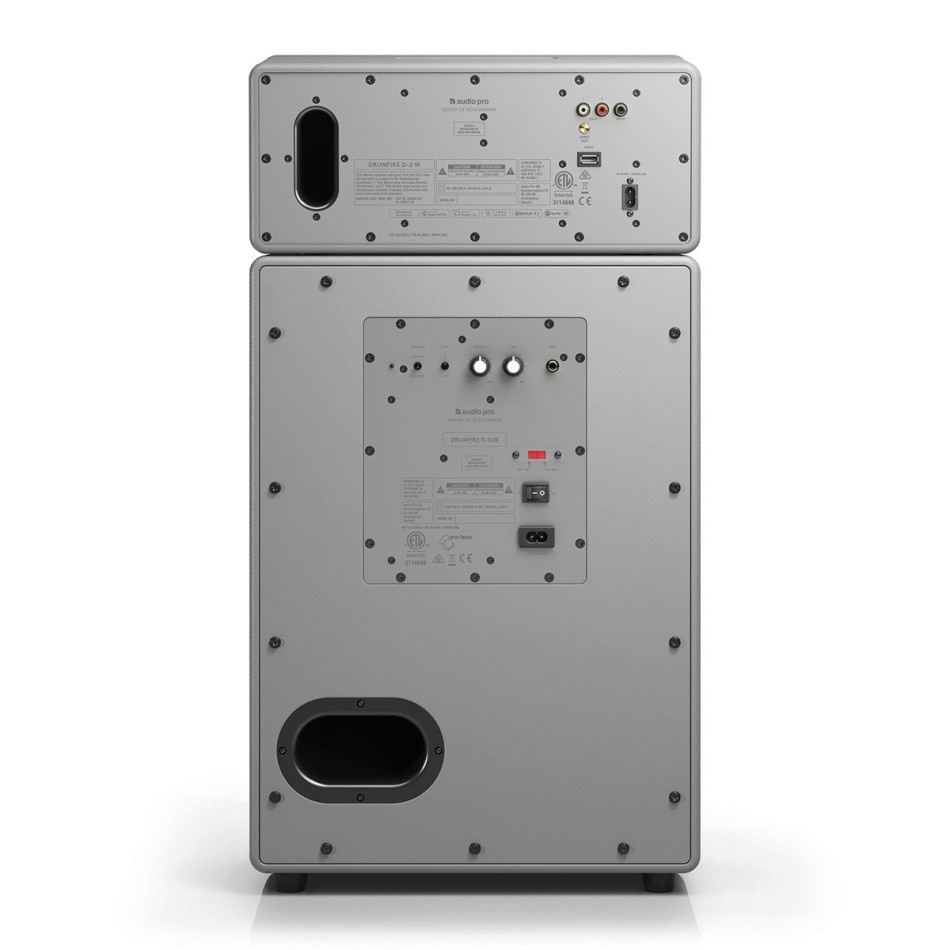 Audio Pro Drumfire II W, Wifi-högtalare med Chromecast & AirPlay 2 grå, 2-PACK