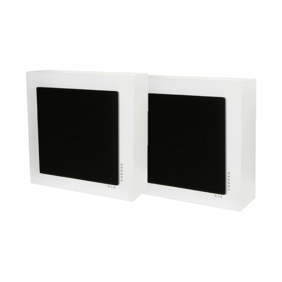 DLS Flatbox Mini vägghögtalare, mattvitt stereopar