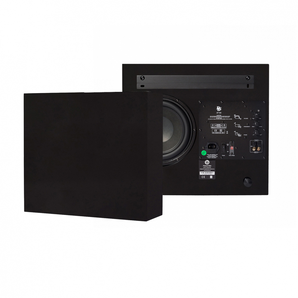 DLS Flatsub Midi väggmonteringsbar aktiv subwoofer, mattsvart 2-PACK