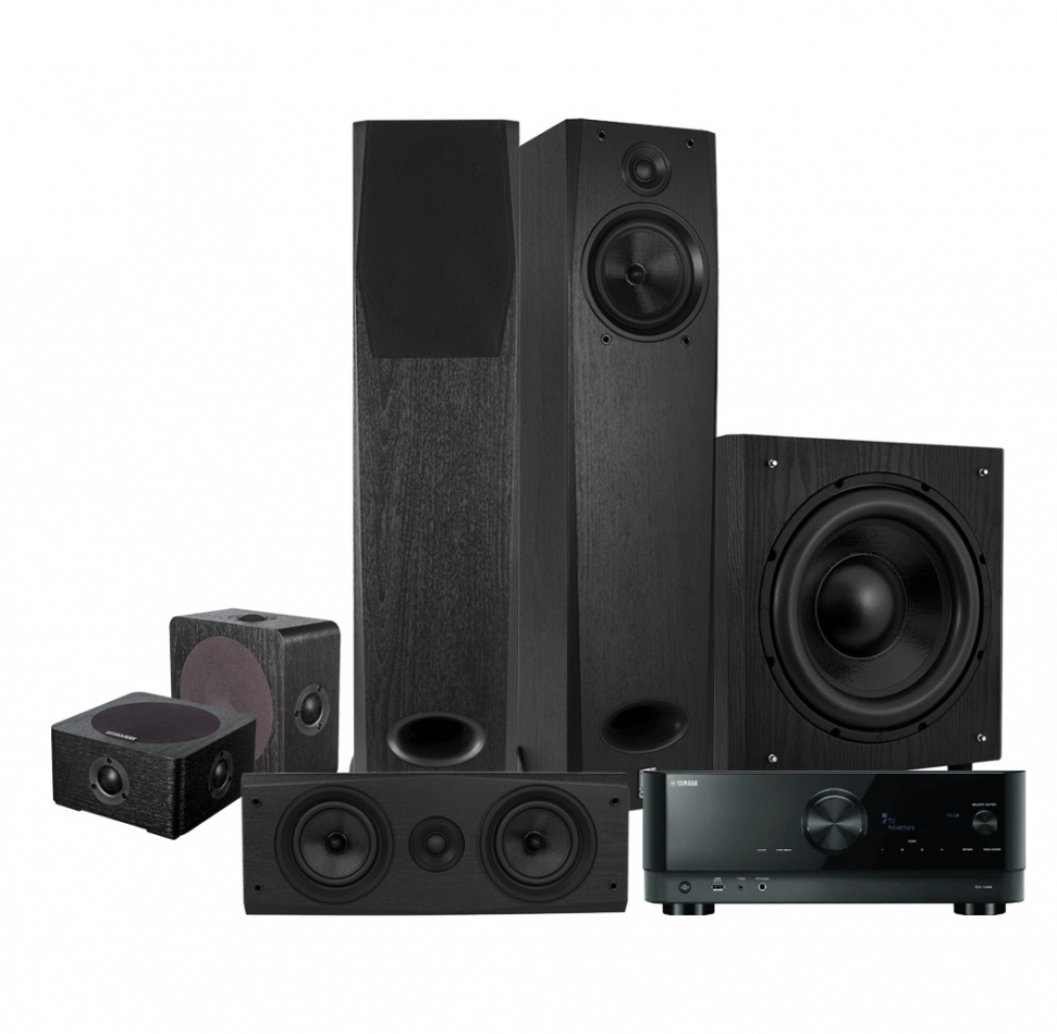 Yamaha RX-V4A & System One H16B med Around-5 Hemmabiopaket 5.1