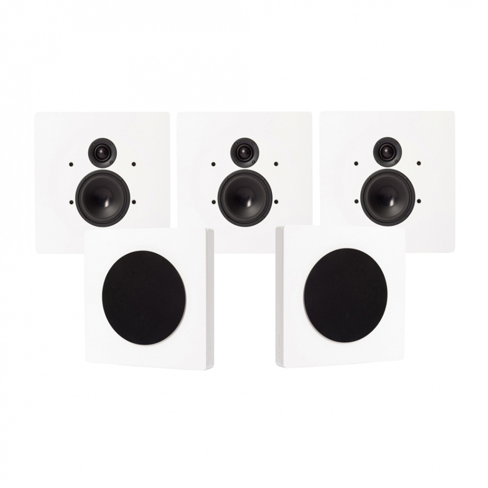 DLS Flatbox D-One Högtalarpaket Hemmabio 5.0 Pianovitt