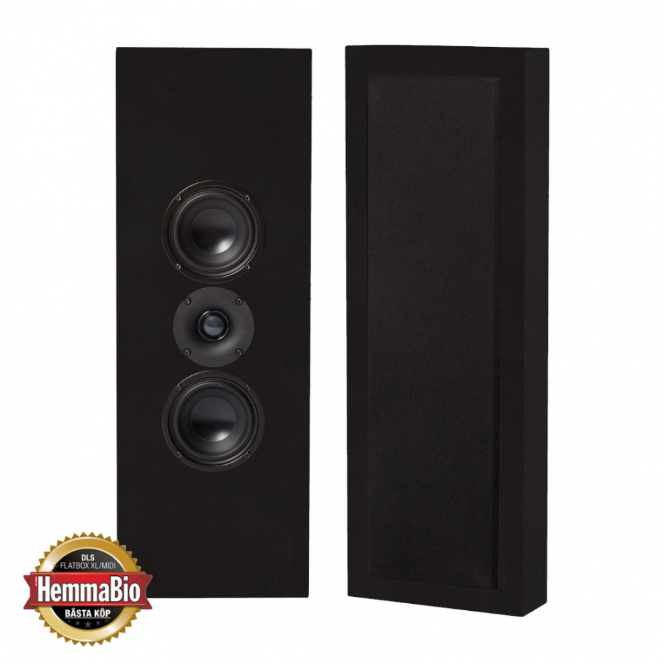 DLS Flatbox XL vägghögtalare, mattsvart stereopar