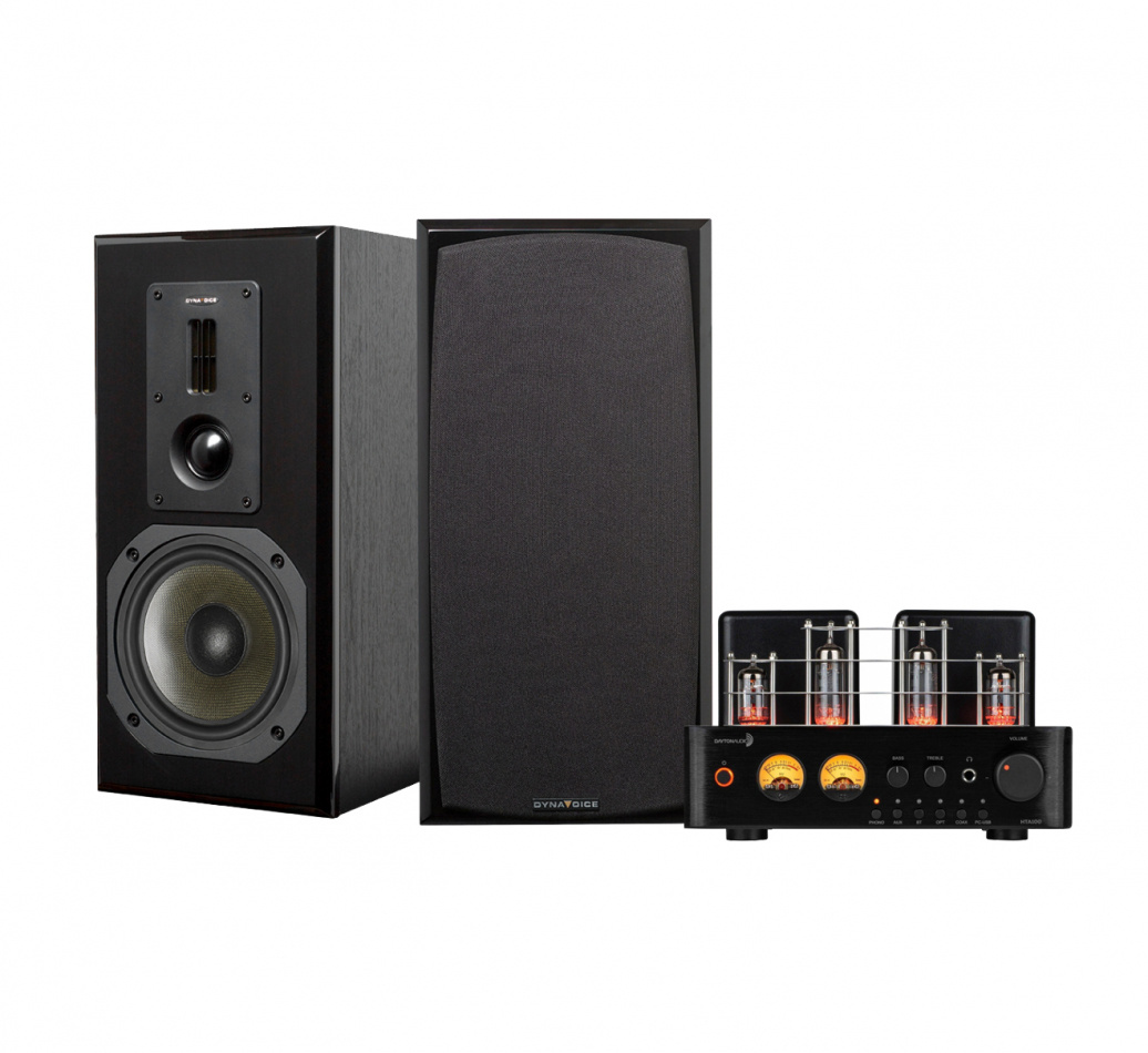 Dayton Audio HTA100 & Dynavoice DM-6 MKII Svarta Stereopaket Stativhögtalare