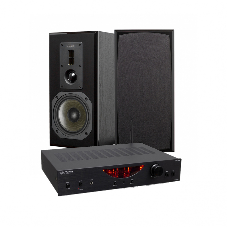 TAGA Harmony HTA-600B & Dynavoice DM-6 MKII Svarta Stereopaket Stativhögtalare